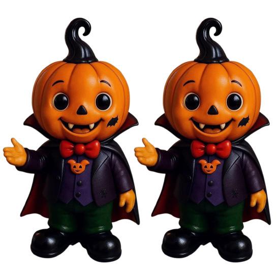Halloween Pumpkin Kid Figurine Mini Resin Demon Pumpkin Statue Spooky Tabletop Ornament for Outdoor Indoor Home Garden Decoration