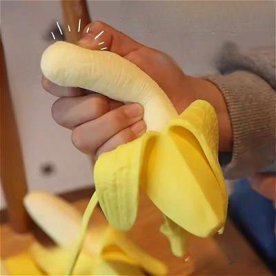 Lifelike Banana Squishy Stress Ball Fidget Sensory Toy Squeeze Stress Relief Toy for Kids Adults Anxiety Relaxation Squeeze Gift