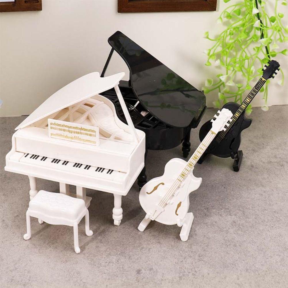 Furniture Figurines Simulated Piano Model Miniature Simulated Guitar  Birthday Gift