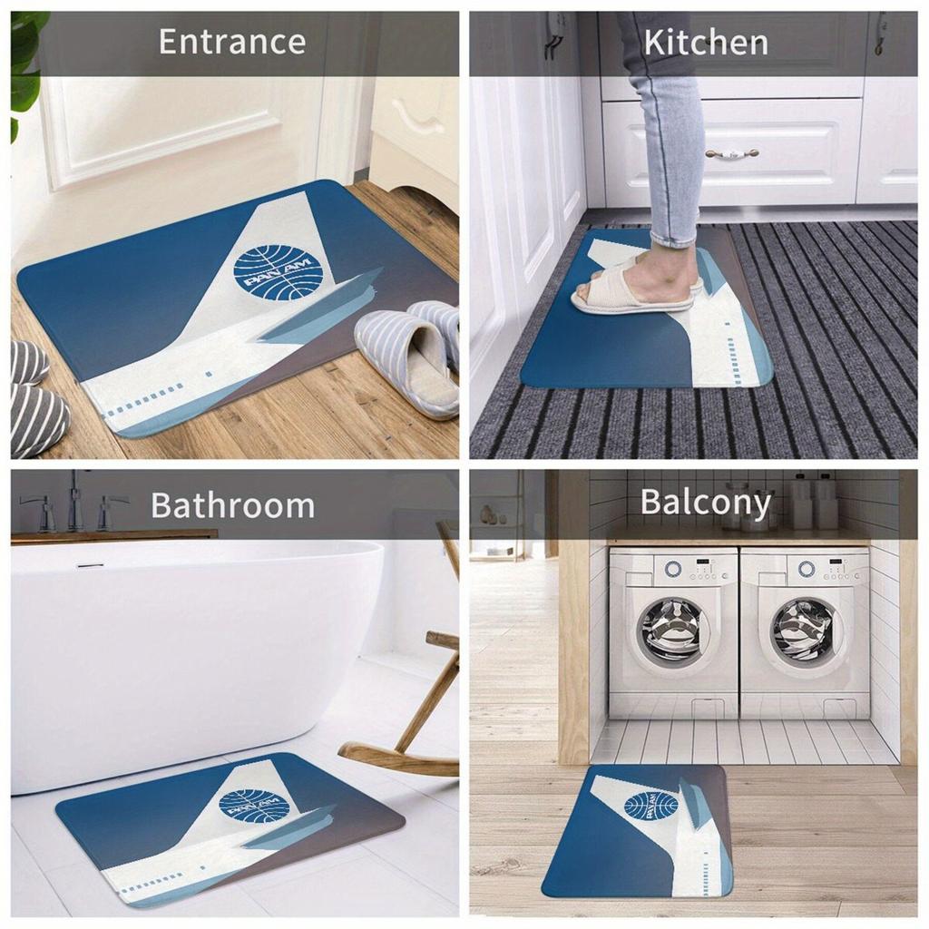 1PC Plane Pattern Kitchen Rugs Non-Slip Door Mats Pop Design Bathroom Rug Bath Mat Carpet for Home Sink Laundry Decor