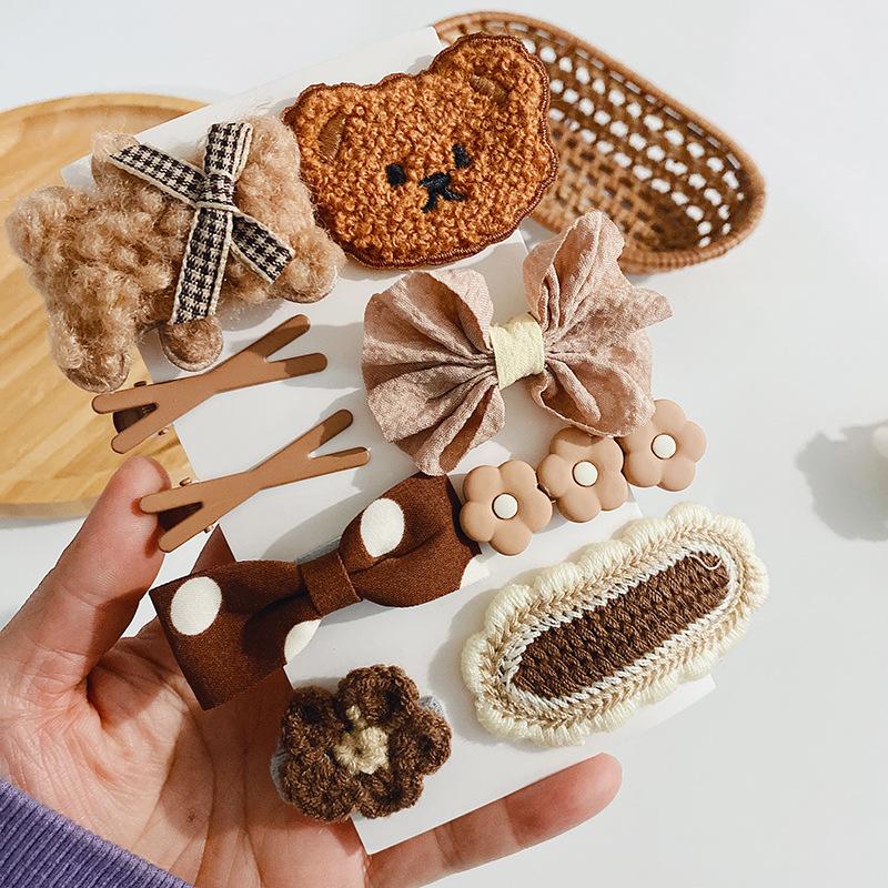 Autumn Coffee Color Cartoon Princess Hairpins Children Girl Kid Baby Hair Clip Barrettes Accessories Hairclip Headwear Headdress