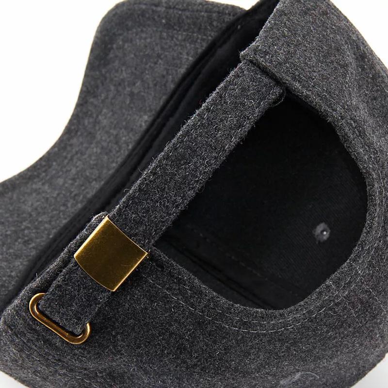 Mens Plain Wool Blend Baseball Cap Winter Warm Golf Hat Adjustable Snapback Hats