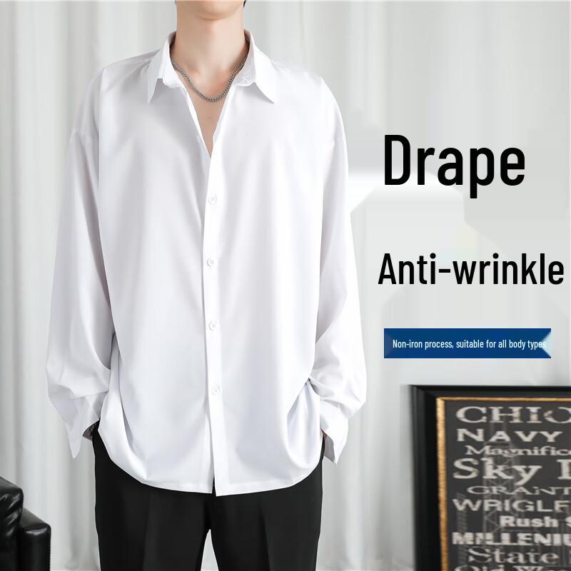 Men s Solid Color Long Sleeve Casual Shirt XL