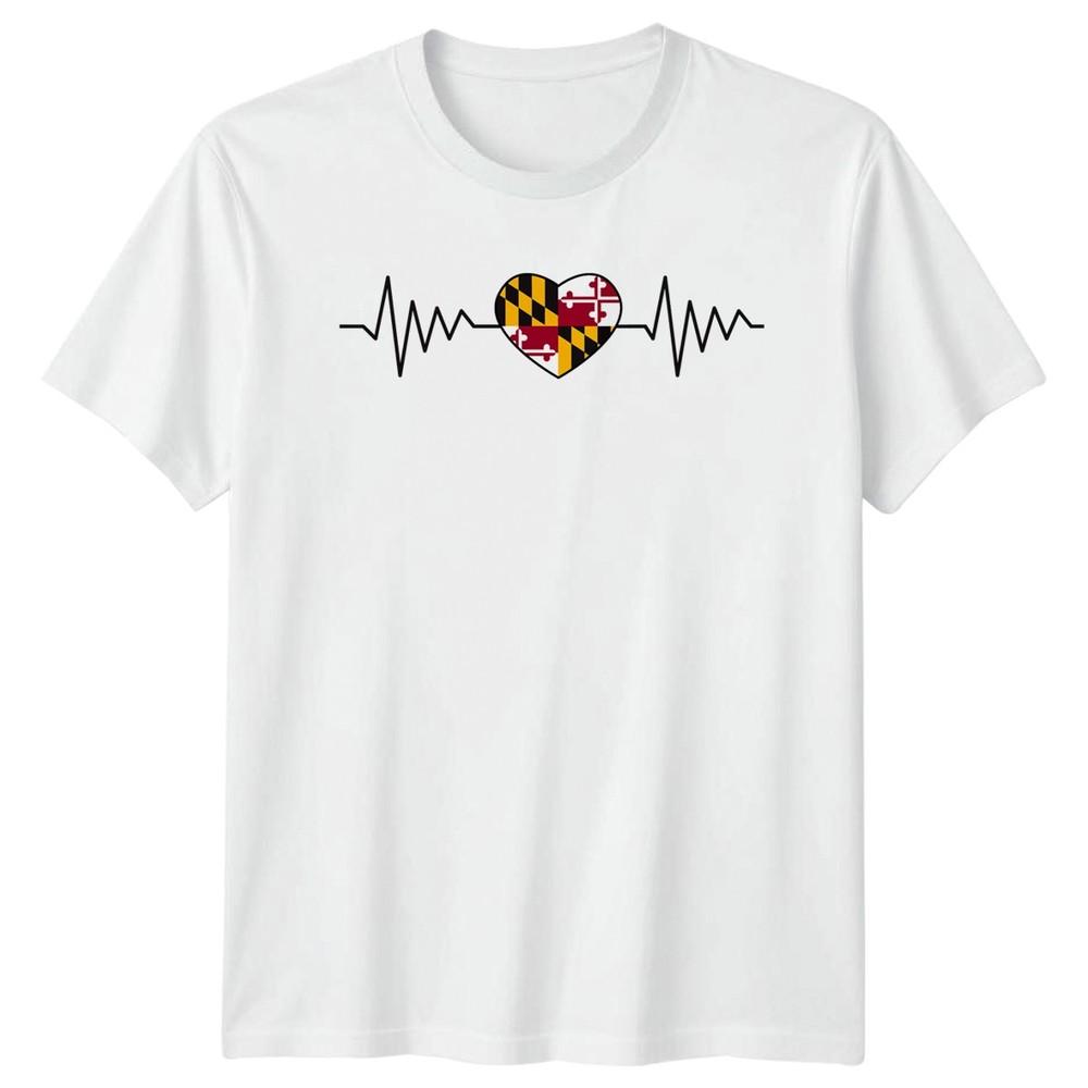 Maryland Flag Heartbeat TShirt Maryland Pride Birthday Gift For Him And Her S
