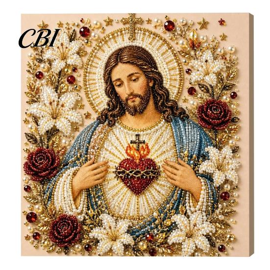 Einzigartige Schreibtisch-Dekorationen DIY Jesus Perlenkunst-Set, Diamantmalerei für Erwachsene, Christliches Mosaik Kreative Schlafzimmer-Accessoires Bastel Christ