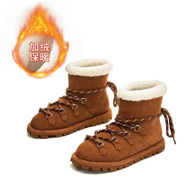 

Кожаные зимние ботинки женские зимние новые бархатные теплые ремешки короткие ботинки повседневные универсальные на толстой подошве ботинки Мартин женские 40 коричневый