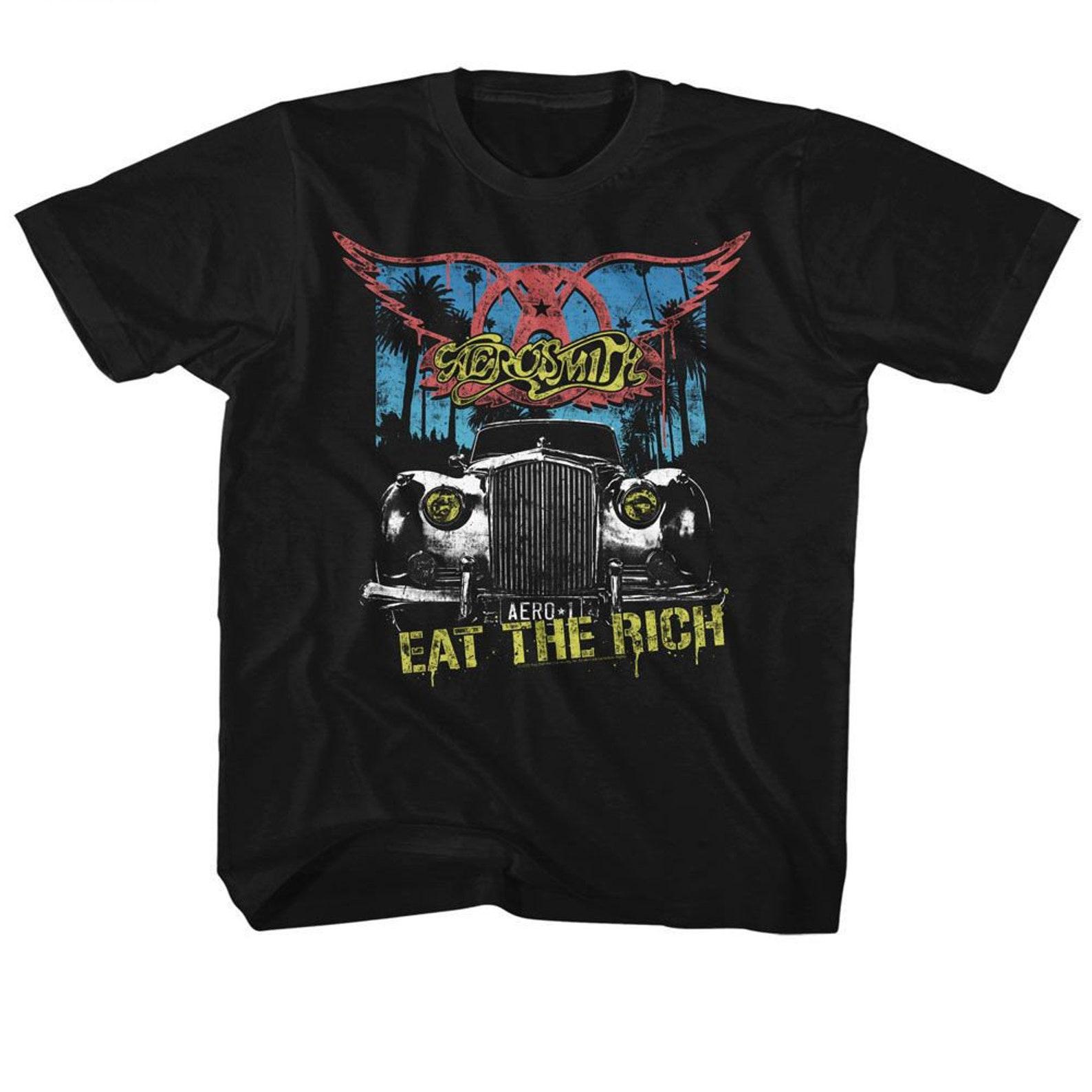 Aerosmith Eat The Rich Car Black Youth T-Shirt 4XL