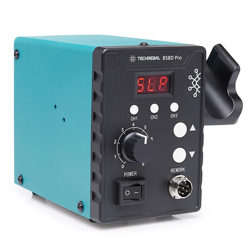 Techrebal 858D Pro Hot-Air Soldering Station + Pp Black Solder 100G + Butt Nozzle