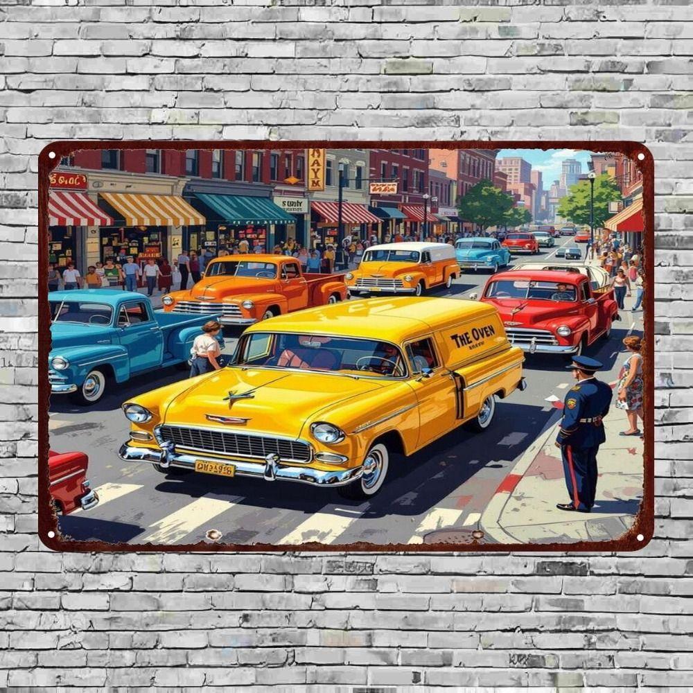 Vintage Metal Car Sign Decor Gift For Auto Lovers Garage Wall Art