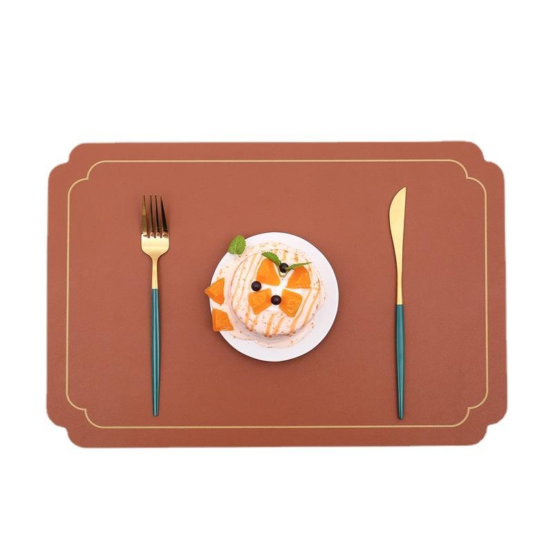 Square light luxury leather placemat waterproof and oil-proof west dining table thermal insulation mat home hotel high temperature resistant coaster