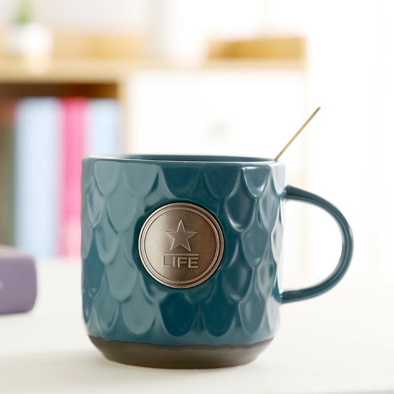 Shangqi Ceramic Coffee Mug with Lid and Spoon