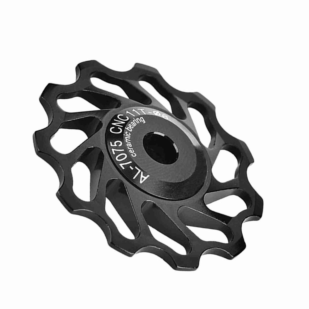 1 Pair Ceramic Bearing Rear Pulley Wheel Bike Roller (11T, Black)