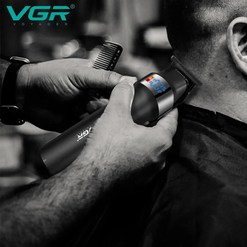Original VGR V-987 Professioneller Bart- und Haarschneider für Männer Elektrischer Haarschneider Wasserdichter Gesichts-Trimmer Haarschneidemaschine mit LED-Digitalanzeige