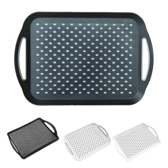Dual-Handle Serving Tray Anti-slip Dinner Plate Lightweight Stable Countertop Tray Stackable Tray for Food Serving And Storage