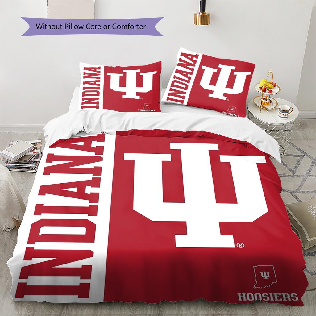 Indiana Hoosiers Pattern Bedding Set Quilt Cover Pillowcase Home Decor Gift (1 * duvet cover + 2 * pillowcase, without core)