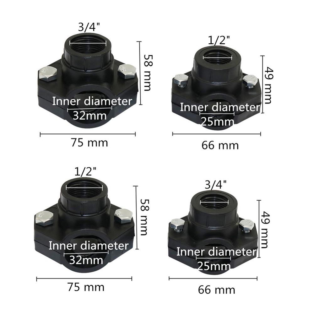 5 Pcs DN32/DN25 Pipe Clamp 1/2" 3/4" Female Thread Garden Agriculture Irrigation Water Pipe Connection Fittings Pipe Saddle Clip