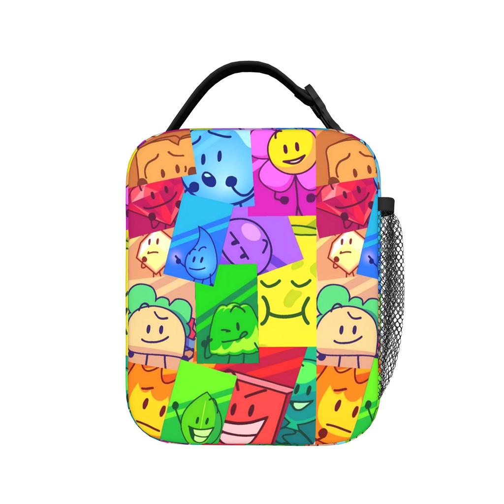 BFDI All Characters Lunch Bag For Child Custom Travel Lunch Box Vintage Portable Insulated Oxford Cooler Bag