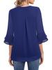 Women's V-Neck Double-Layer Chiffon Top with Flare & Tie-Waist Detailing