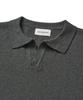 CUZNELLO Cool Cotton Open Collar Short Sleeve Knit_Charcoal