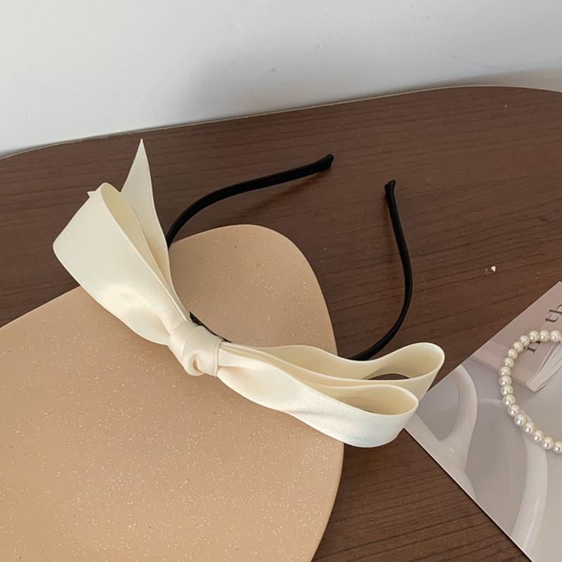 Lystrfac Solid Color Black Ribbon Bow Top Headband for Women Girls Fashion Bezel Female Hair Accessories