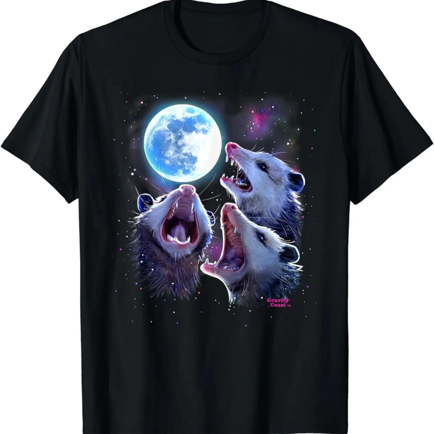2025 new model Three Opossums howling at theFunnyPossum Shirt T-Shirt XXXXL