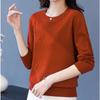 Women's Thin Crew Neck Knit Sweater Spring and Autumn Loose Solid Color Knit Pullover Top