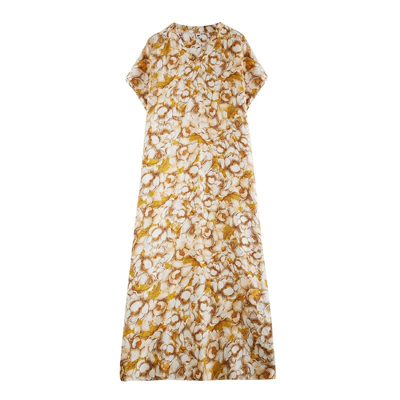 Dimanaf 2024 Plus Size Dress Women Summer V-Neck Sundress Bohemian Floral Print Loose Big Oversize Maxi Dress 725