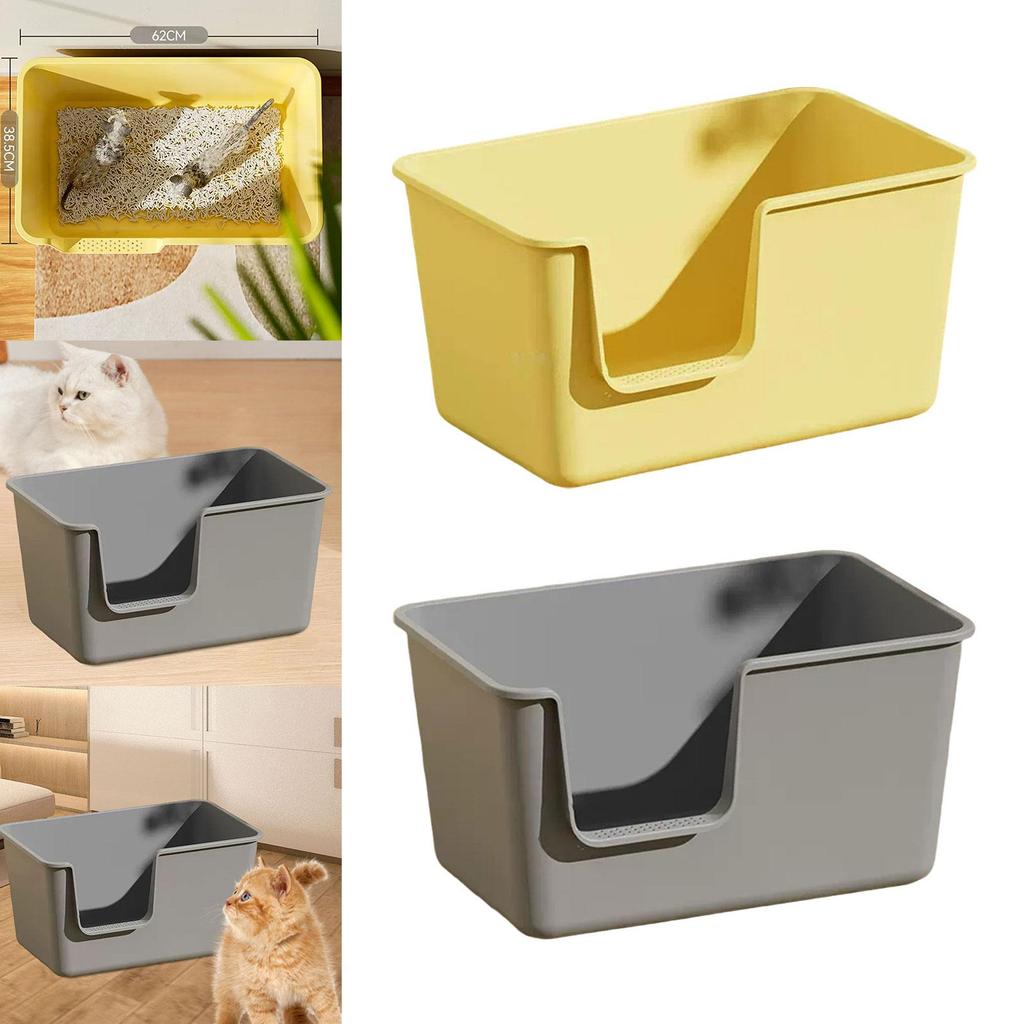 Open Top Cats Litter Box Easy To Cleaning Deep Loo Splashproof Cat Litter Tray Pet Litter Pan for Small Animals Kitten Hamsters