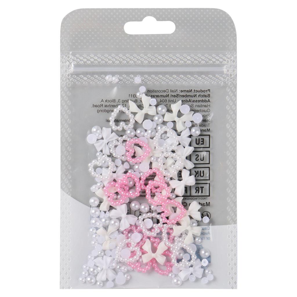 New Nail Art Jewelry Valentine's Day Three-dimensional Pearl Heart Bow Nail Decoration