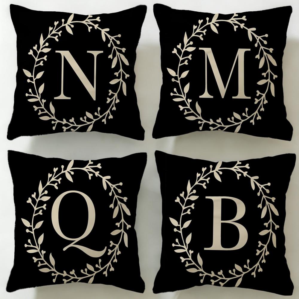 Classic Pattern Monogram Cushion Cover Soft & Easy-Wash Pillow Case – Versatile for Couch, Bed, Travel and Office