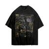 American Retro Street Vintage Cartoon Printing Washing Water Old Short-Sleeved T-Shirt Men'S And Women'S High Street National Tide Brand