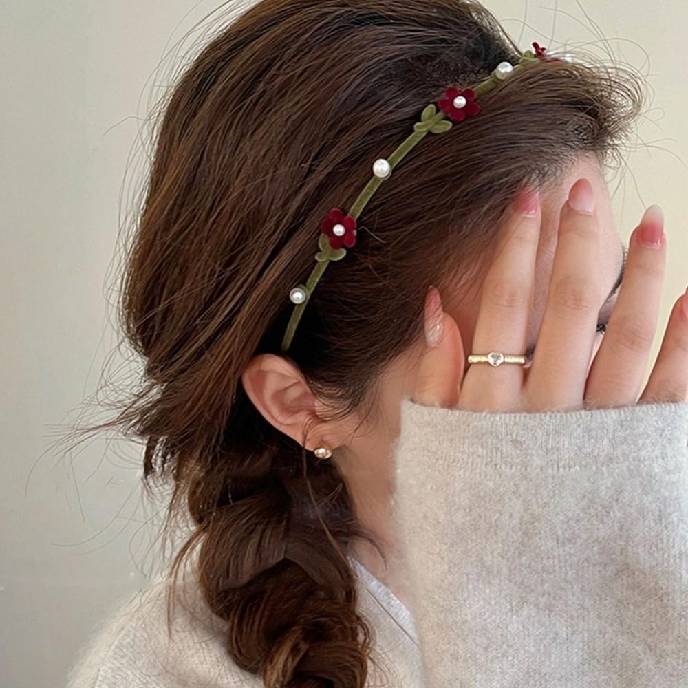 Zinc Zinc Alloy Flower Headband Plush Women Hair Hoop Personality Bow Hairband  Headwear