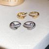 18k real gold electroplated zircon studded ear clips for women, no piercings, minimalist fashionable ear bone clips, high-end earrings