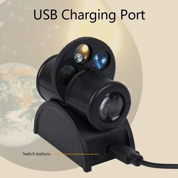 Mini Lámpara Proyector Tierra Luna Luz de Proyección de Estrellas Proyector de Planetas Atmósfera de Fondo Luz Nocturna LED para Decoración de Pared de Dormitorio