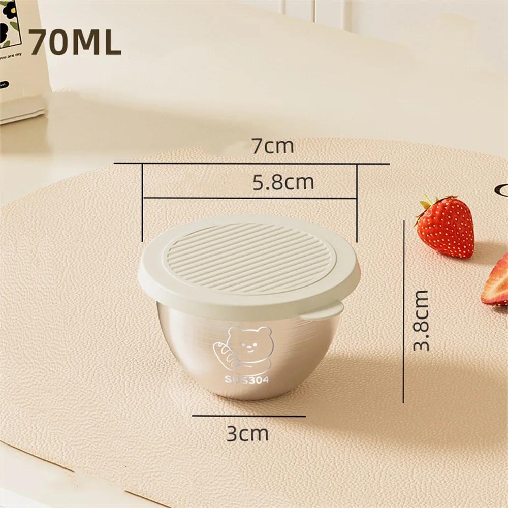 Leak-proof Seasoning Box Portable 304 Stainless Steel with Sealed Lid Condiment Containers Silicone Cover Sauce Cup