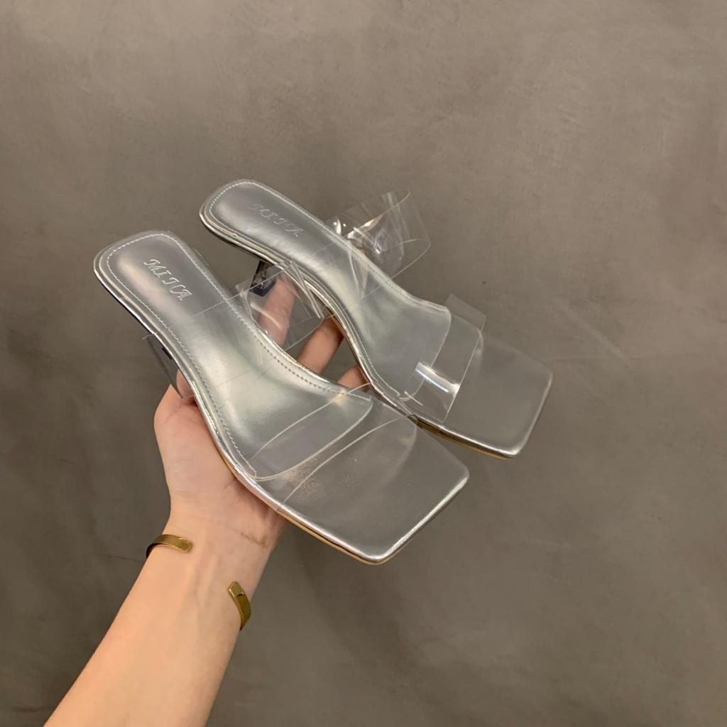 French Temperament Transparent with Cool Slippers Fairy Shoes Summer Wear 2025 New Summer High Heels Sandals