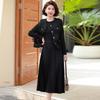 Middle-Aged Women's Elegant Vest Jacket & Pleated Dress Set