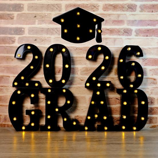 8/9 Peças 2026 Letreiro Luminoso de Letras Luz LED de Marquesina Luz de Letra Alimentada por Bateria Decoração de Festa de Formatura Jardim de Infância Ensino Médio Faculdade