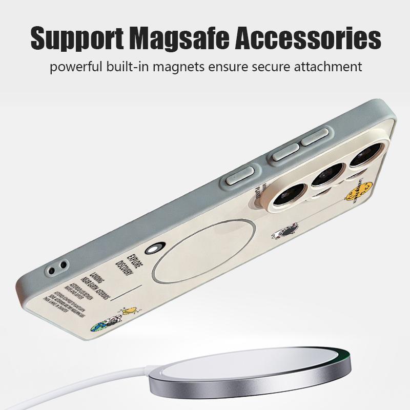 Magnetic For Magsafe Case For Samsung Galaxy S26 Ultra S25 Edge S24 Plus S23 FE S22 A54 A55 A56 5G Hanging Astronaut Pattern Matte Cover