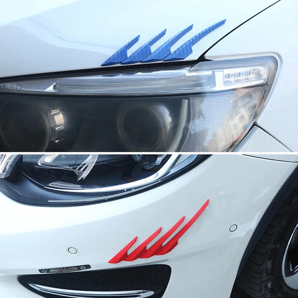 8Pcs Car Spoiler Front Bumper Fin Splitter Anti-Collision Carbon Fiber Look Rubber Protector Guards Car Protector