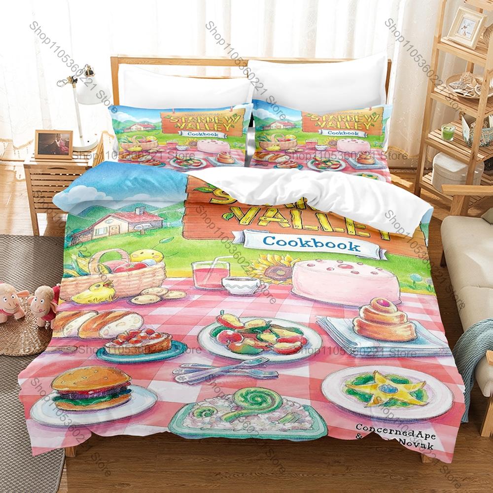Stardew Valley 3PCS Bedding Set, Duvet Cover + 2 Pillowcases, Farm Game Print Soft Microfiber for Gaming Fans