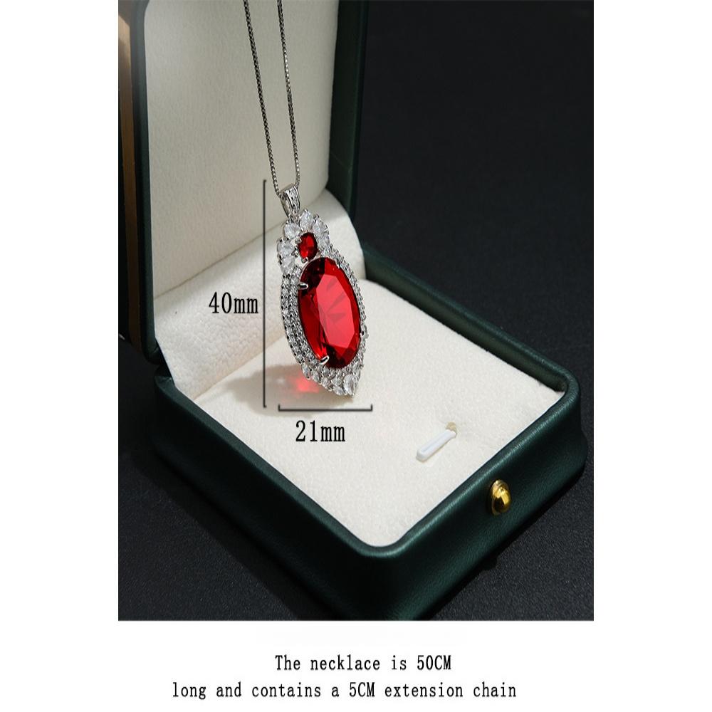 925 Sterling Silver Classic Fashion Red Zircon Full Diamond Necklace Birthday Anniversary Anniversary Party Gift
