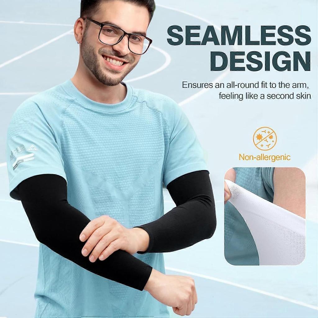 2025 Latest Model 2 Pairs UV Protection Cooling Arm Sleeves Compression Sun