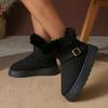Fashion Fashion Metal Belt Buckle Fur Snow Boots Women 2025 Winter Warm Furry Ankle Boots Fashion Non Slip Thick Bottom Booties Size 42