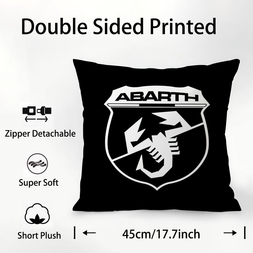 

Brand A-Abarth Scorpion Pillow Case Plush Fabric Soft Double Sided Print Sofa Cushion Cover Throw Pillow Covers 12x12Inch