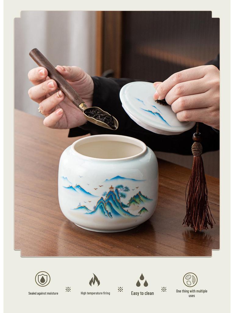 Premium Longjing Tea Gift Set: Ceramic Canister and Half Jin Green Tea Box