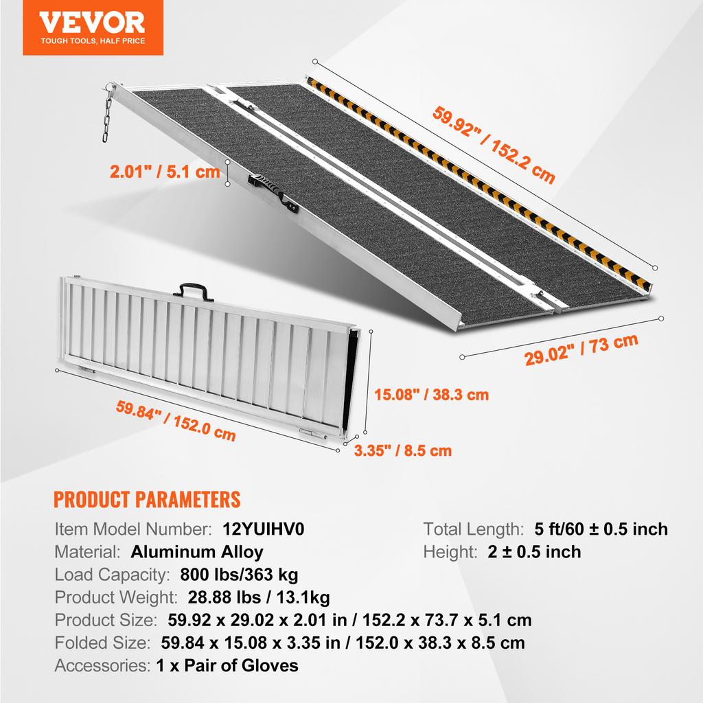 SucceBuy Portable Wheelchair Ramp Non-Slip Aluminum Folding Threshold Ramp Foldable Mobility Scooter Ramp Wheel Chair Ramp