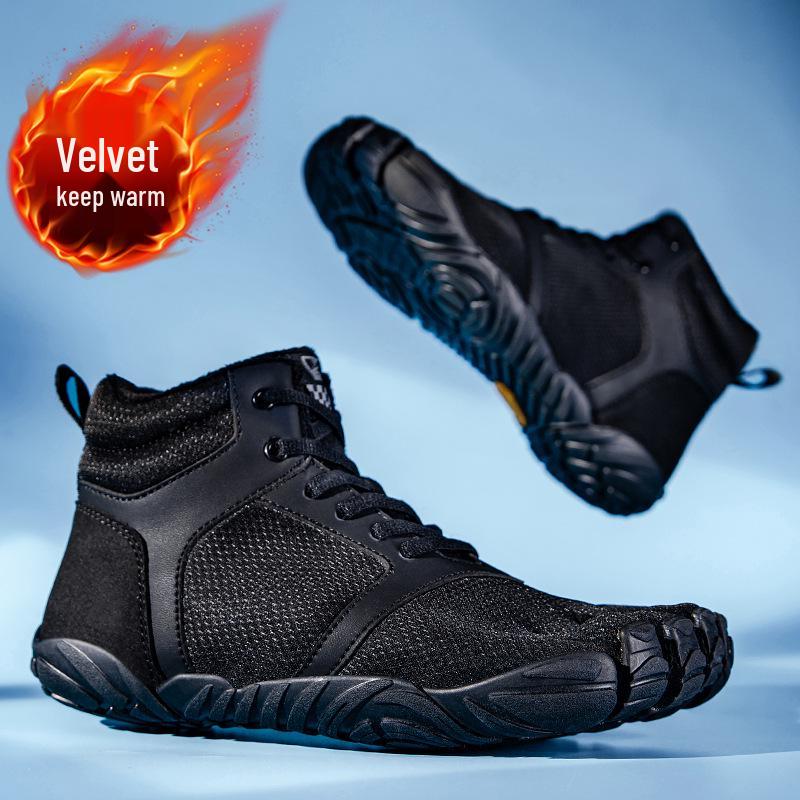 Fleece-lined Mid-top Five-finger Shoes for Women & Men - Non-slip, Wear-resistant, Ideal for Outdoor, Fitness, Yoga & Hallux Valgus.