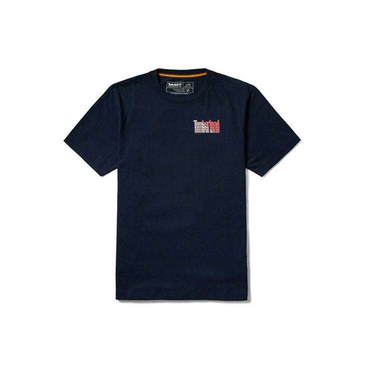 Timberland Casual Sports Round Neck Letter Print Short Sleeve T-Shirt Men Tops Deep-Sapphire-Blue A253Q-433