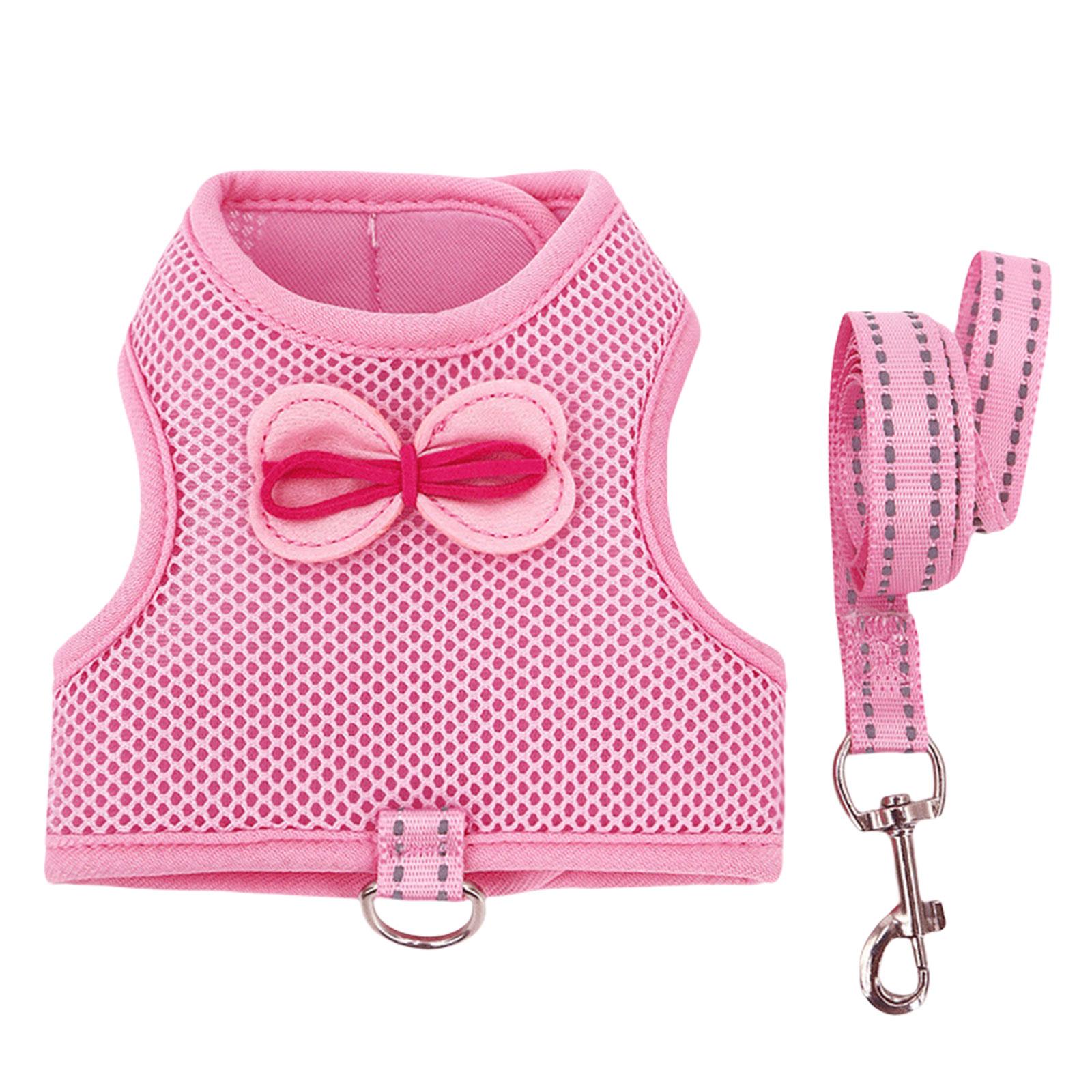 

Дышащая сетчатая шлейка и поводок для кроликов, хорьков, с регулируемым размером для разных сезонов, принадлежность для мелких животных S розовый